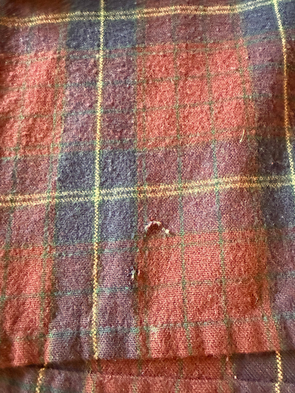 Vintage M Long Sleeve Maroon and Navy Plaid Button Up Shirt from the 80s