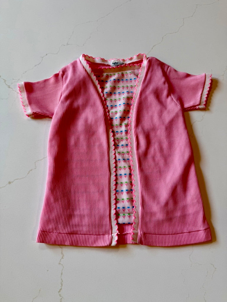 Vintage Girls White Flowered Shirt with Pink Vest from the 1960s