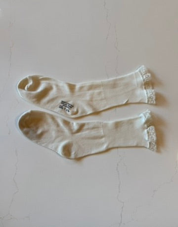 Vintage Girls White Lacy Anklets from the 1960s