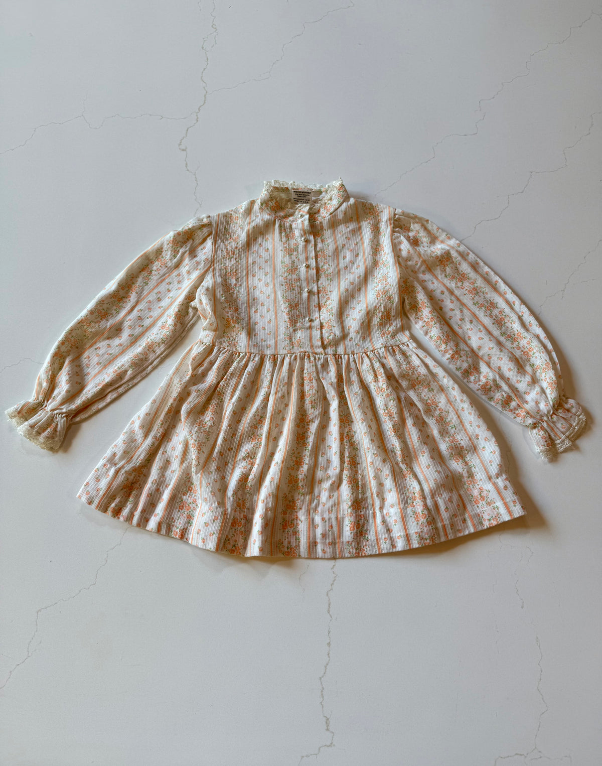 Vintage 6X Peach Dress with Pearl Buttons