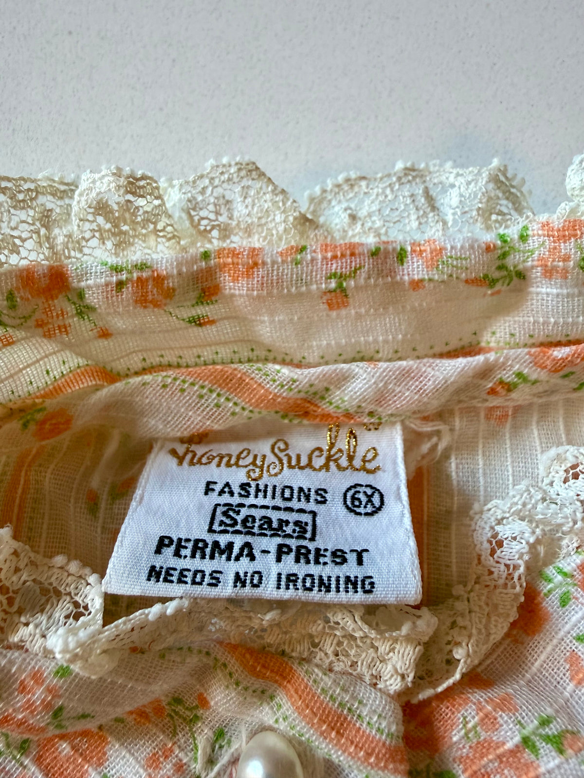 Vintage 6X Peach Dress with Pearl Buttons