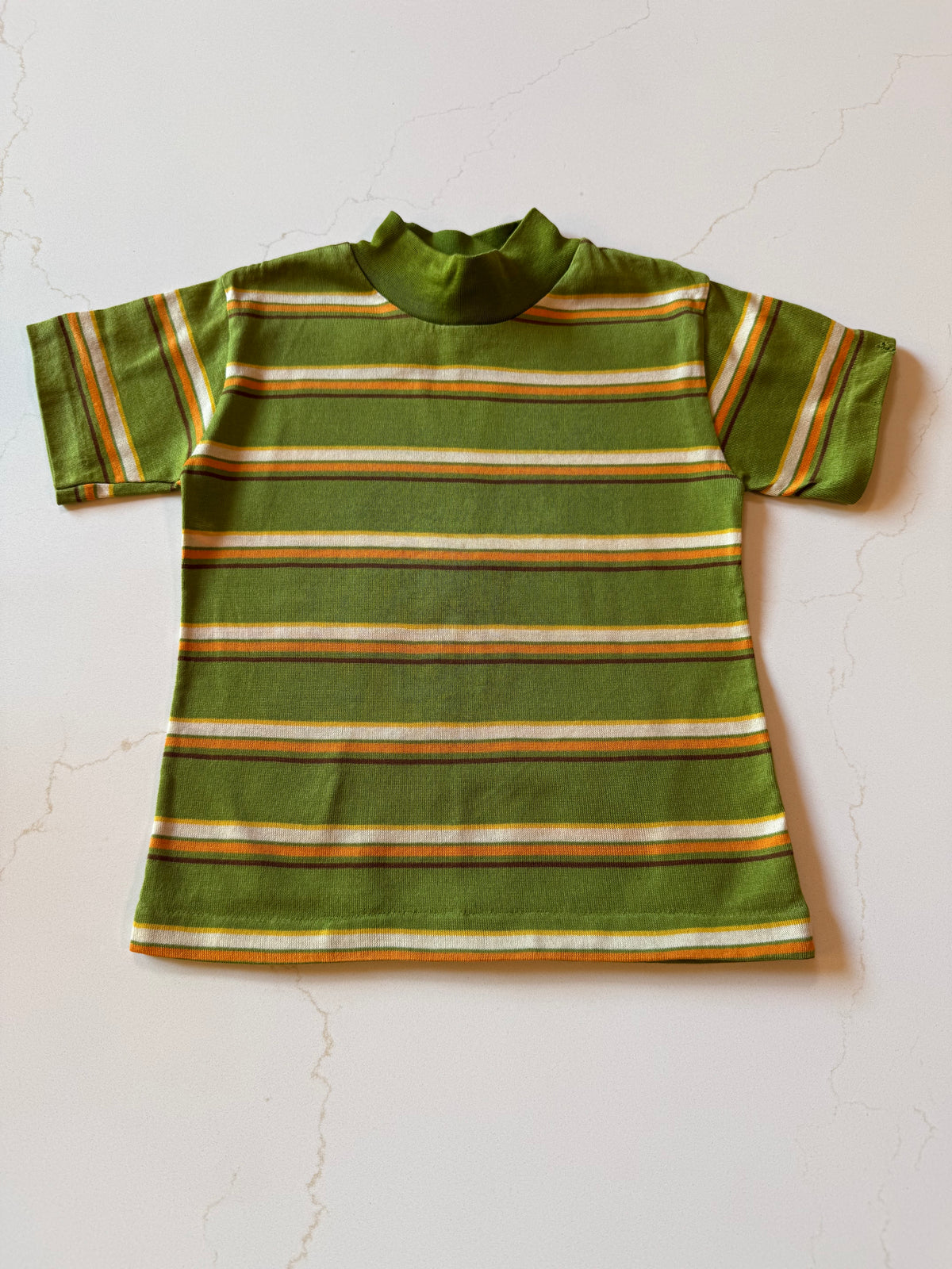 Vintage Boys Green Striped T-Shirt from the 1960s