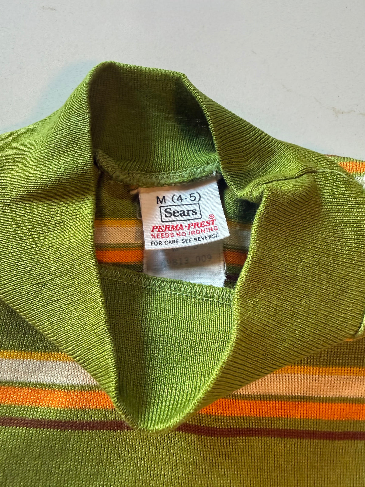 Vintage Boys Green Striped T-Shirt from the 1960s
