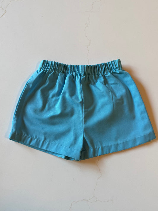 Vintage Kids Blue Elastic Waist Shorts 24 Months