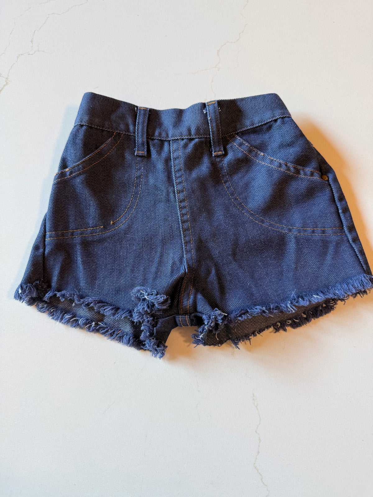 Vintage Toddler Denim Elastic Waist Shorts from the 1960s