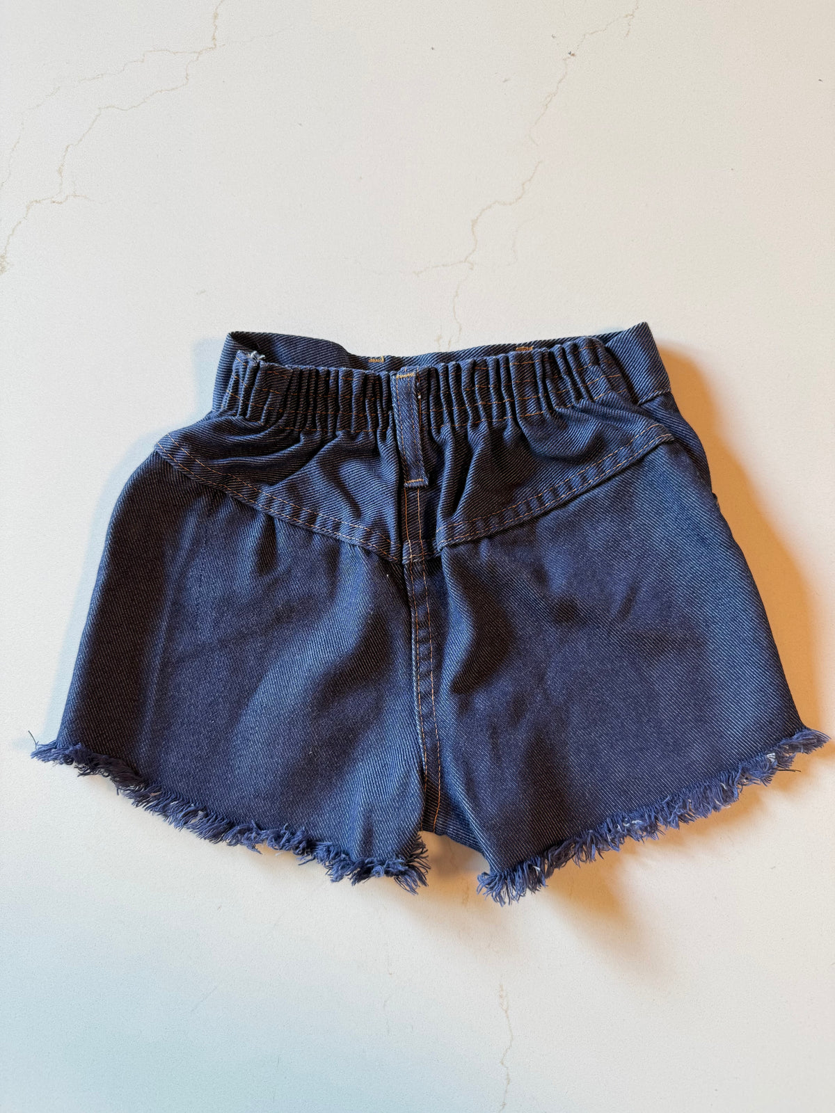 Vintage Toddler Denim Elastic Waist Shorts from the 1960s