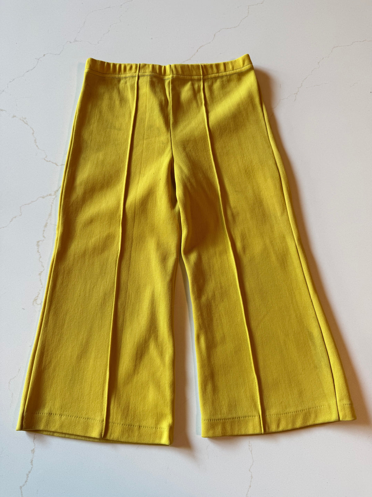 Vintage Kids Yellow Elastic Waist Nylon Flare Pants from the 1960s