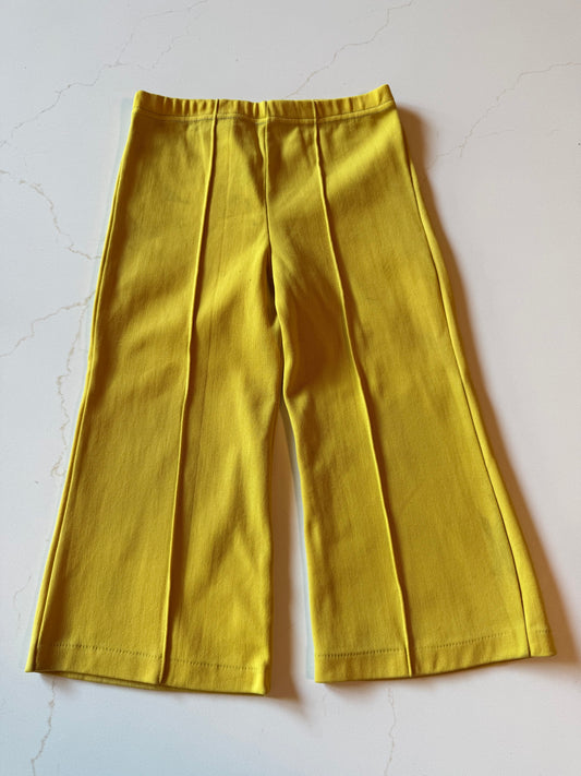 Vintage Kids Yellow Elastic Waist Nylon Flare Pants from the 1960s