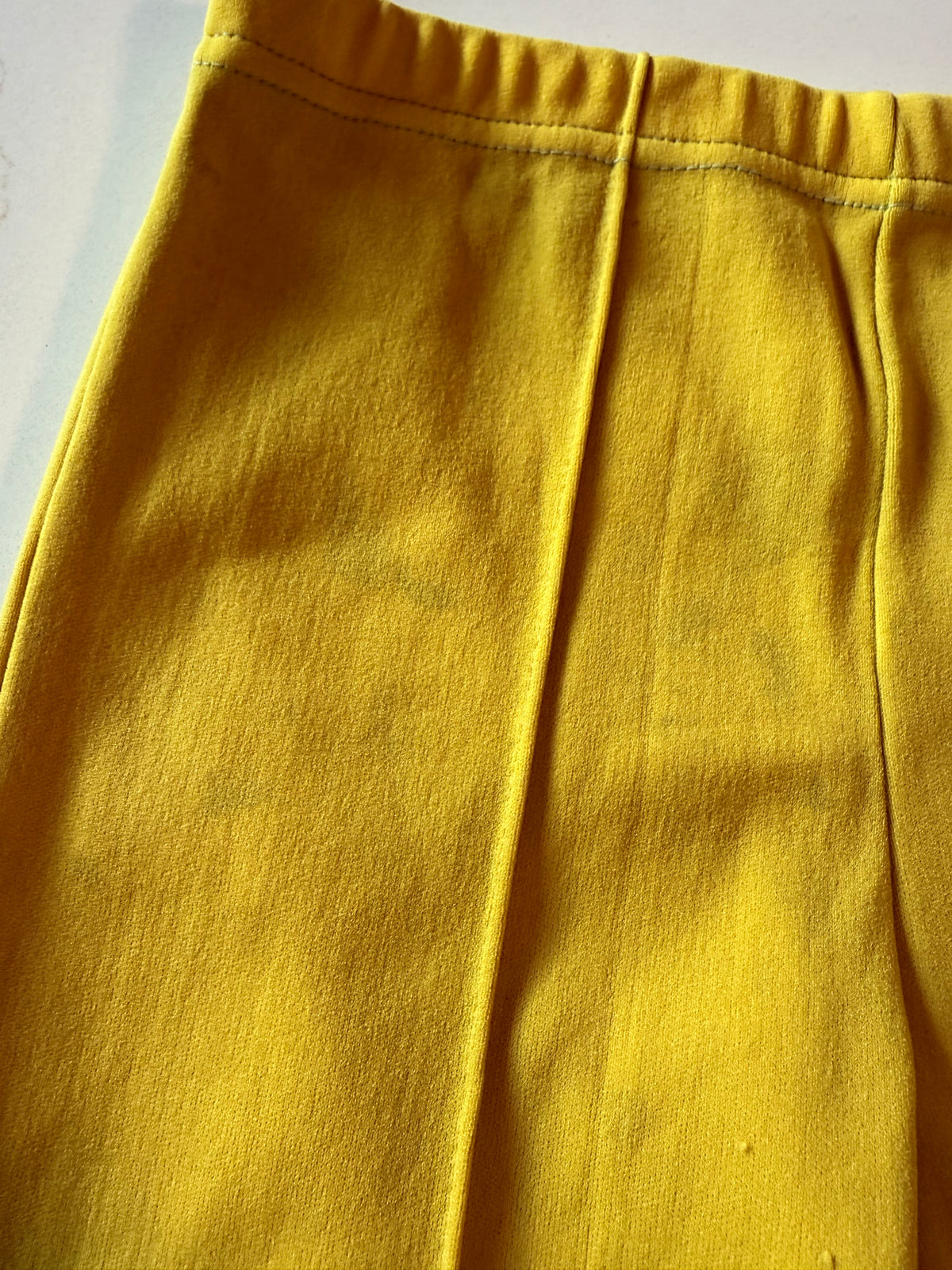 Vintage Kids Yellow Elastic Waist Nylon Flare Pants from the 1960s