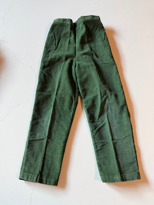 Vintage Kids Green Elastic Waist Corduroy Pants from the 1960s