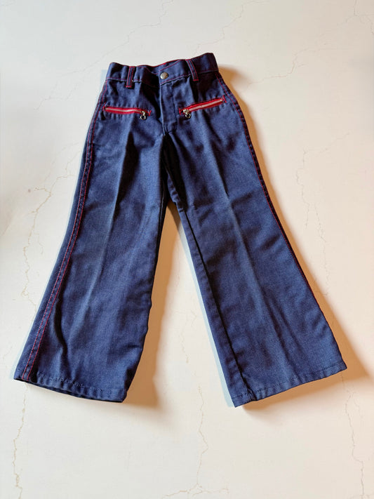 Vintage Kids Denim Jeans with Red Zipper sfrom the 1960s