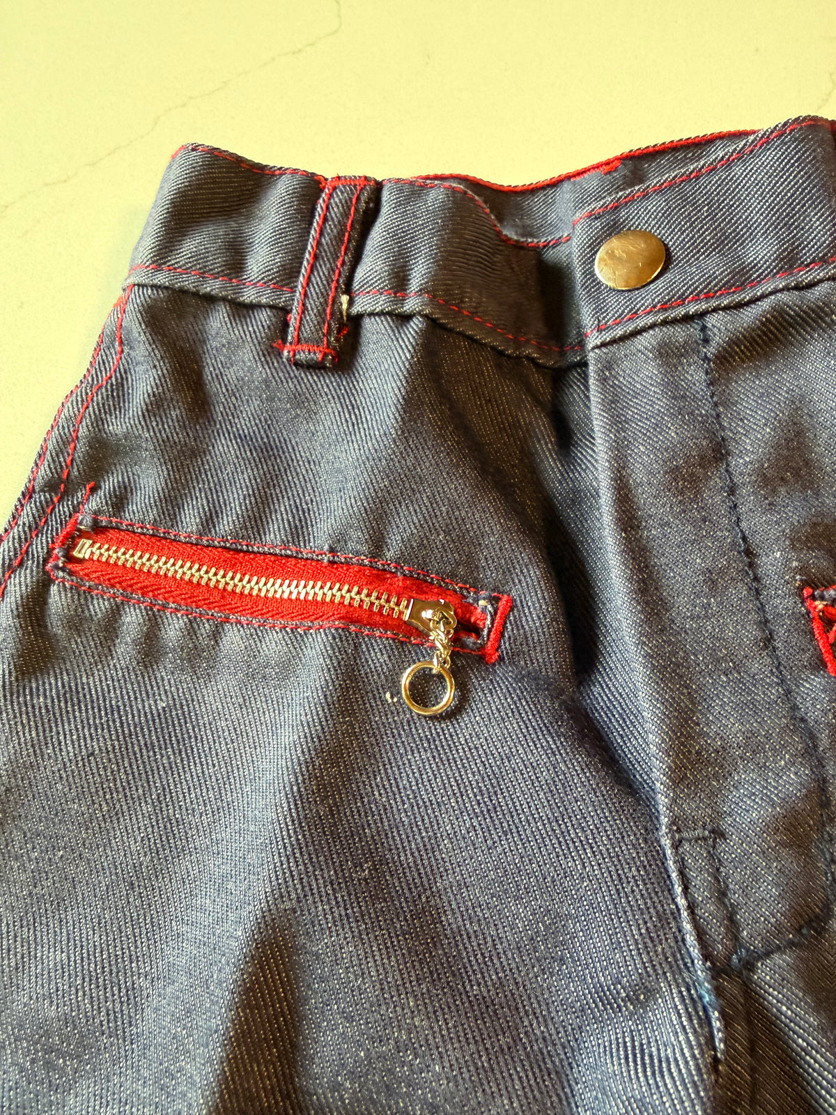 Vintage Kids Denim Jeans with Red Zipper sfrom the 1960s
