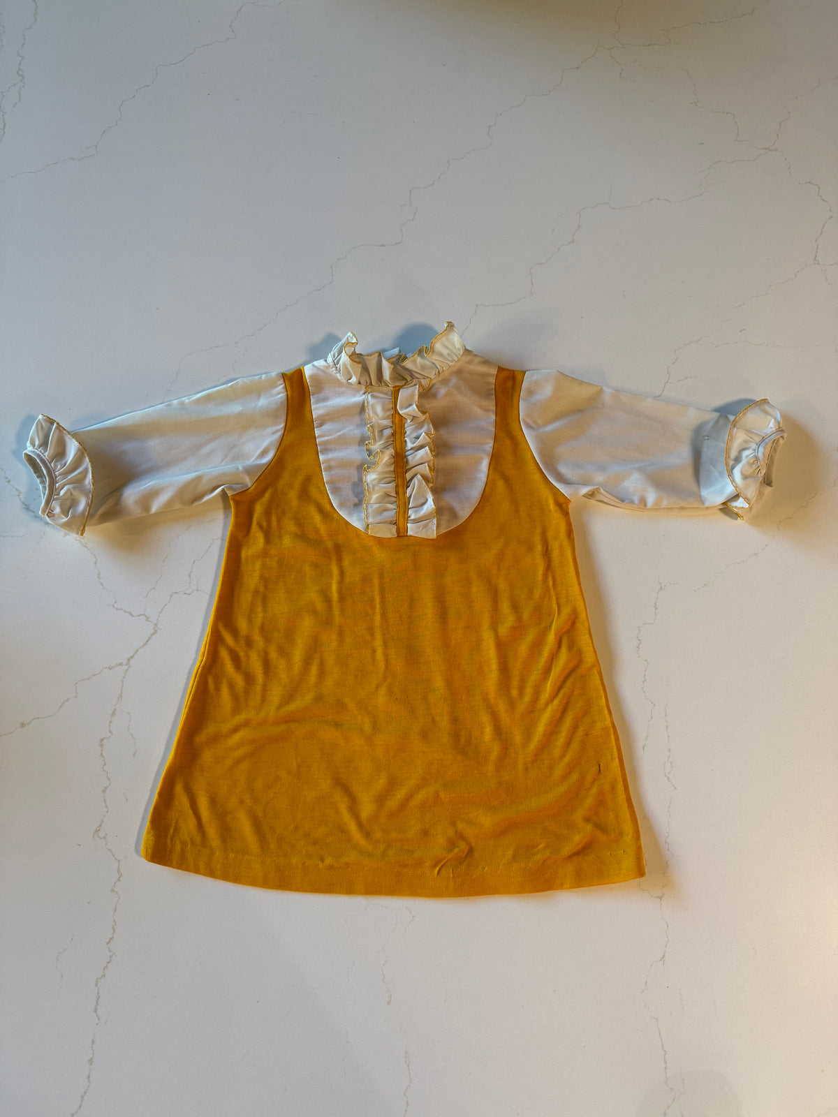 Vintage Gold and White Girls  Dress from the 1960s