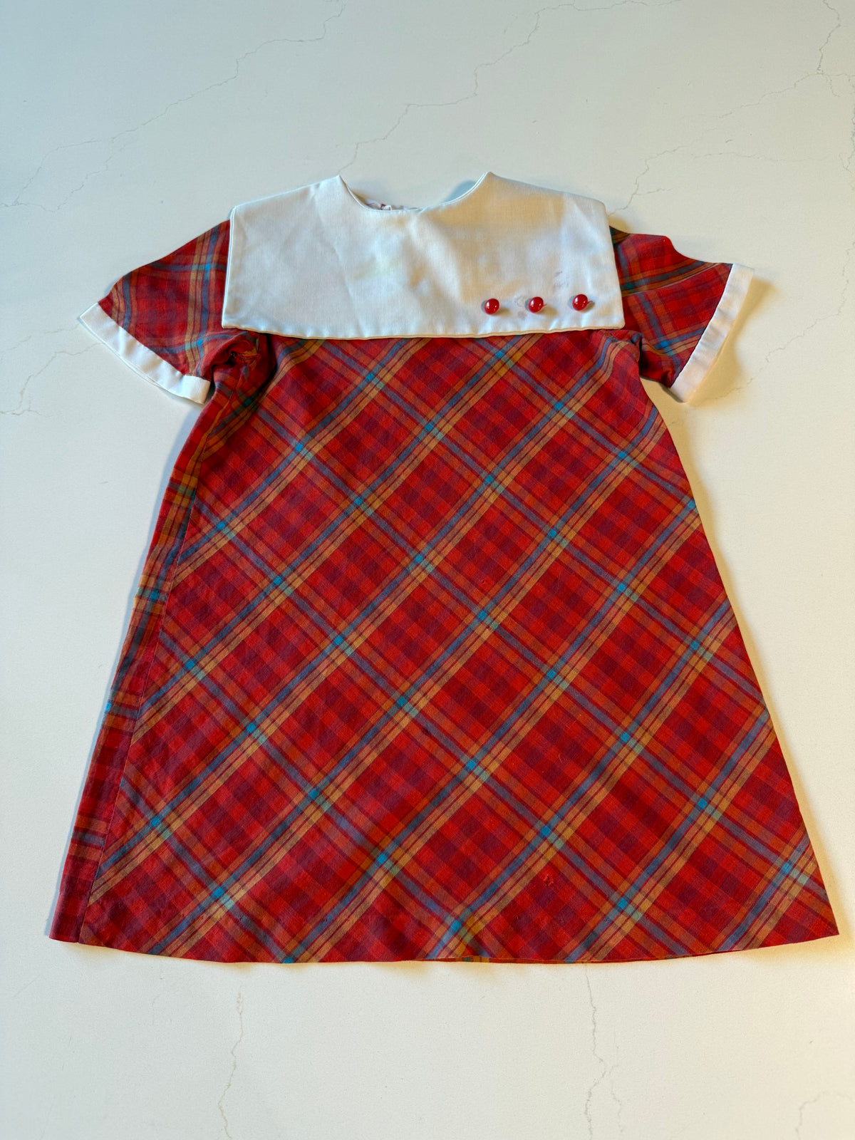 Vintage Girls Red Plaid Dress from the 1960s