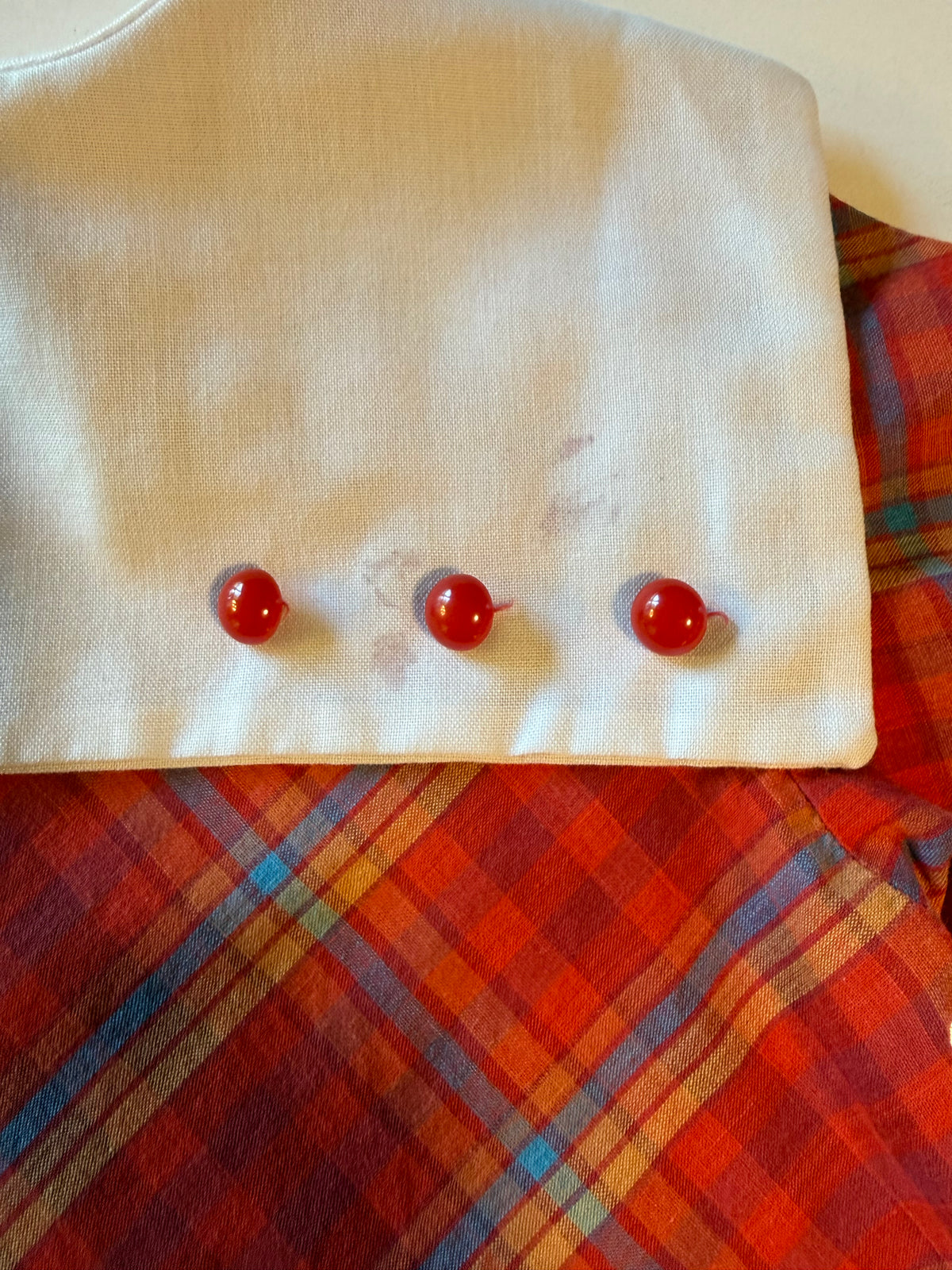 Vintage Girls Red Plaid Dress from the 1960s