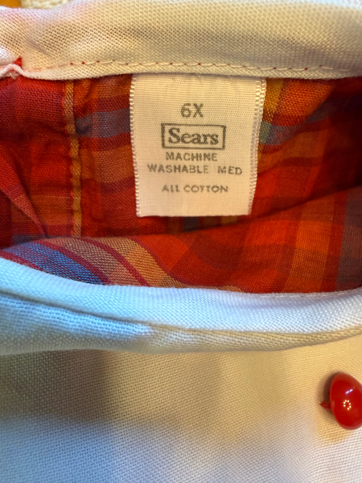 Vintage Girls Red Plaid Dress from the 1960s