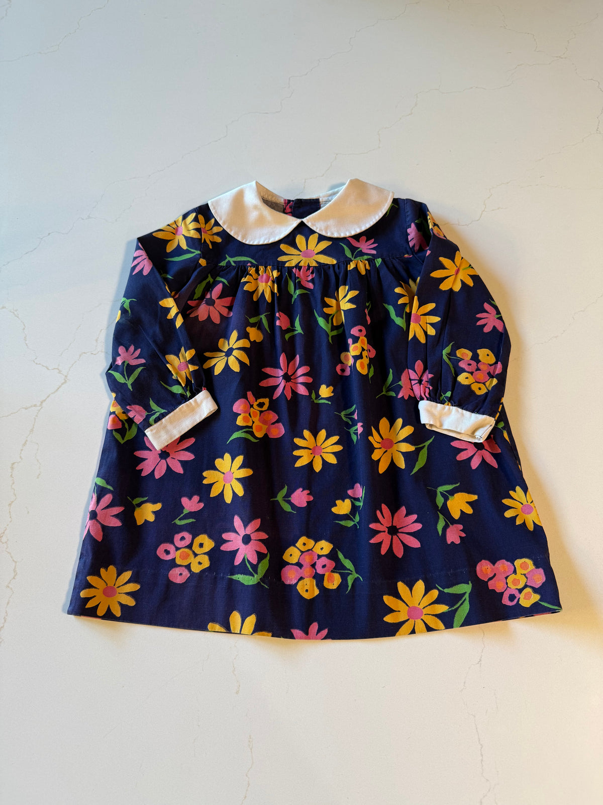 Vintage Floral Girls Long Sleeve  Dress from the 1960s
