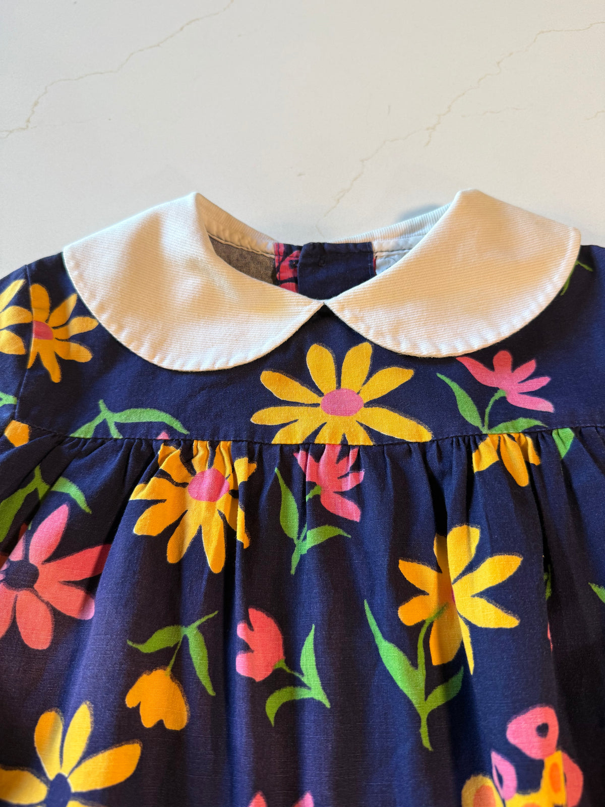 Vintage Floral Girls Long Sleeve  Dress from the 1960s
