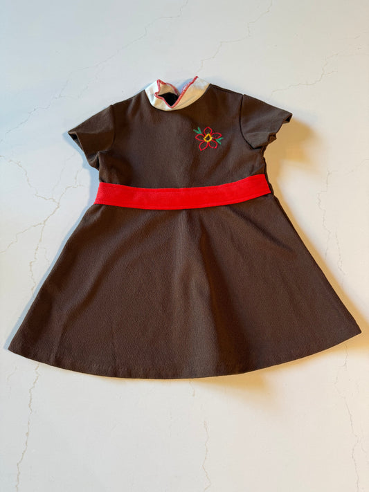 Vintage Girls Brown Dress from the 1960s