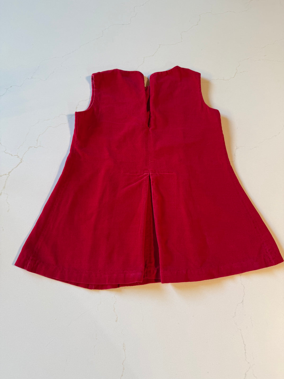 Vintage Girls Red Velveteen Jumper from the 1960s