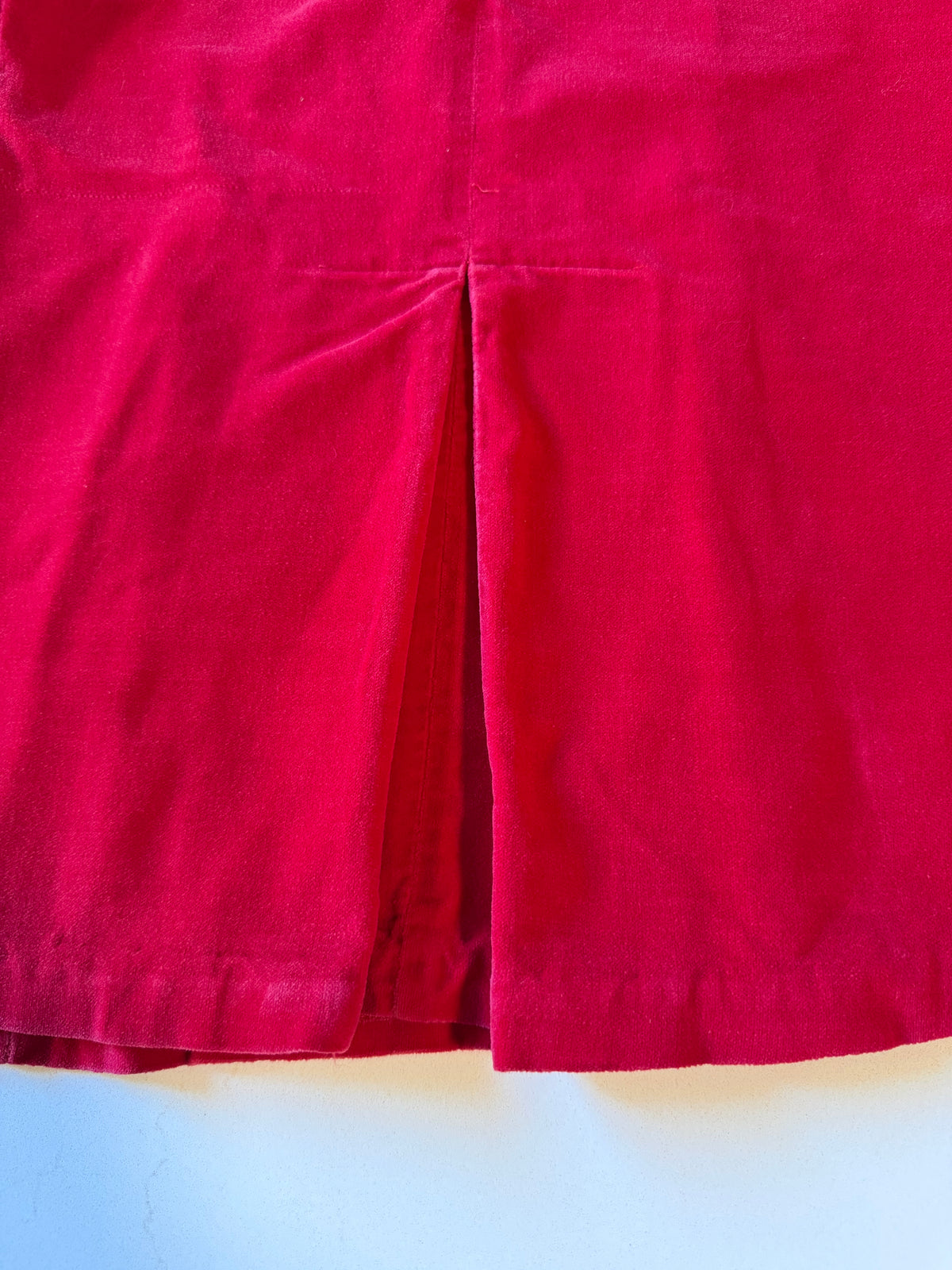 Vintage Girls Red Velveteen Jumper from the 1960s