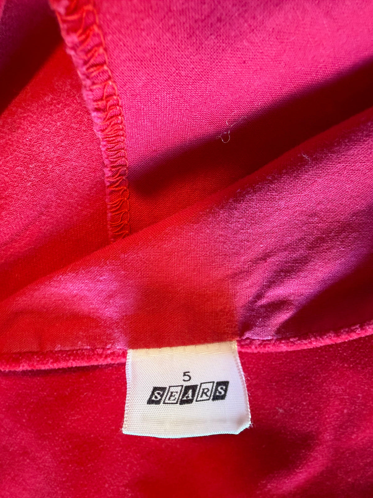 Vintage Girls Red Velveteen Jumper from the 1960s