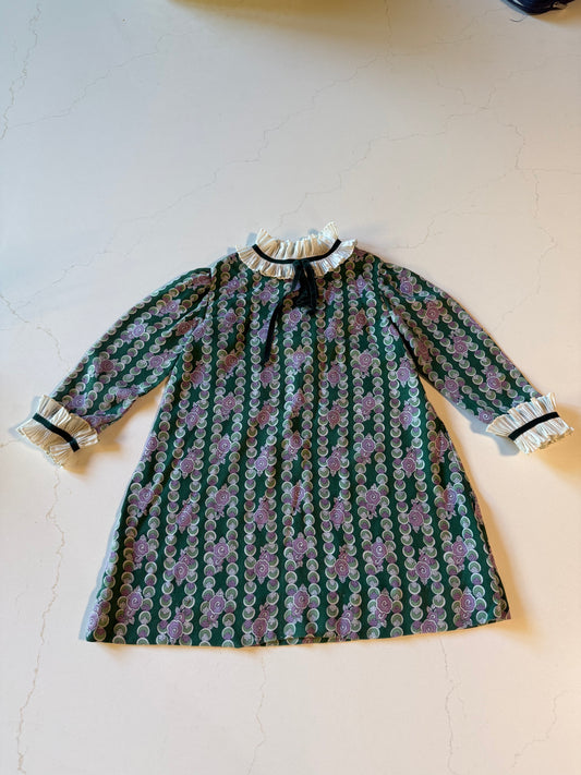 Vintage Green and Purple Girls Dress from the 1960s