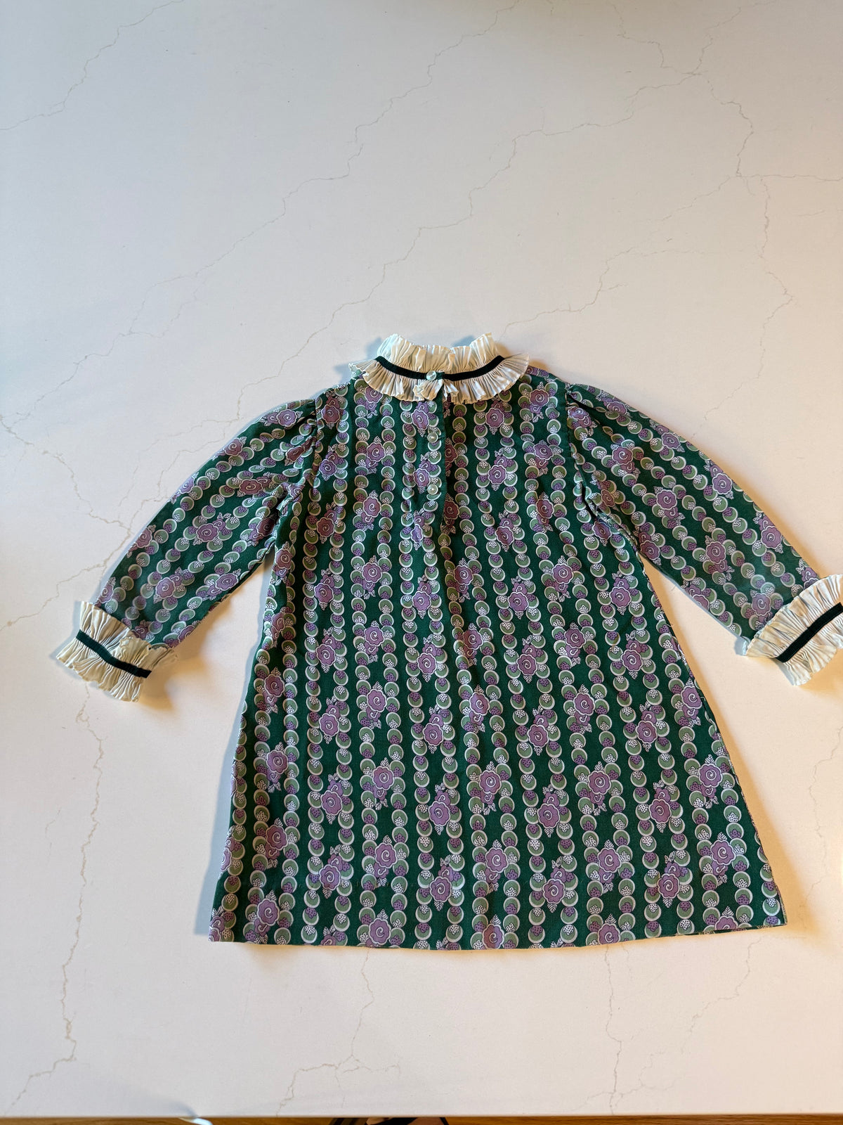 Vintage Green and Purple Girls Dress from the 1960s