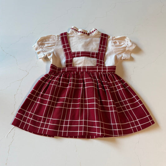 Vintage Short Sleeve Red/White Dress from the 1960s