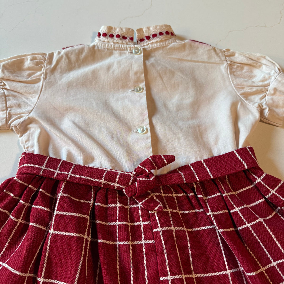 Vintage Short Sleeve Red/White Dress from the 1960s