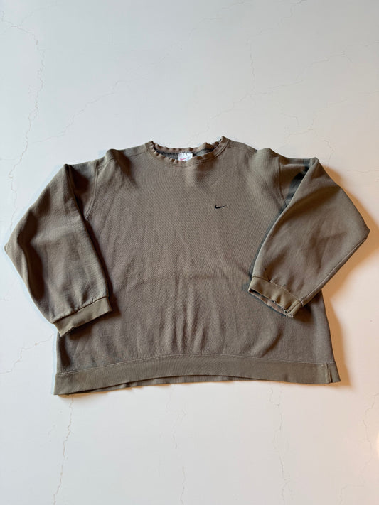 XL Vintage Distressed Brown 90s Nike Crewneck Sweatshirt