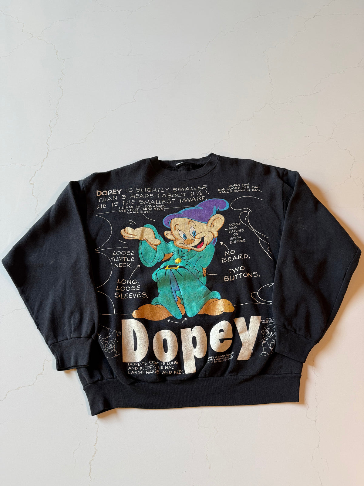 XL Vintage 90s Black Disney Dopey Crewneck Sweatshirt