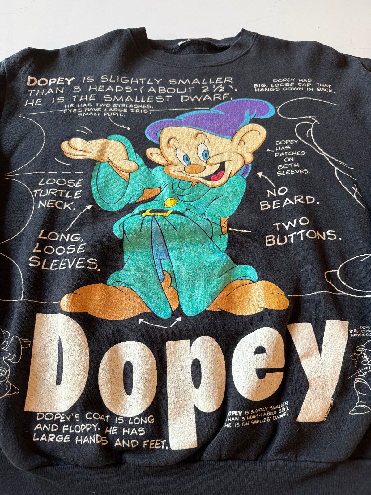 XL Vintage 90s Black Disney Dopey Crewneck Sweatshirt