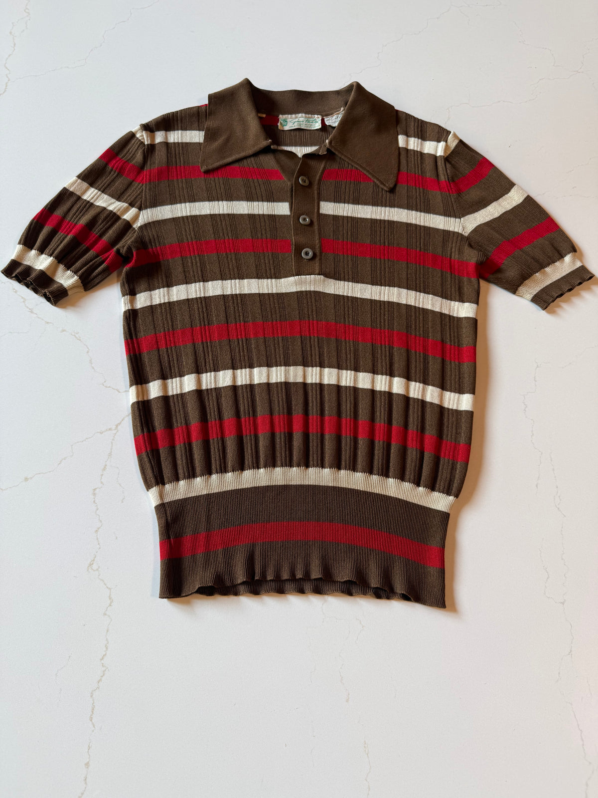 XL Vintage 60s Striped Short Sleeve Polo shirt