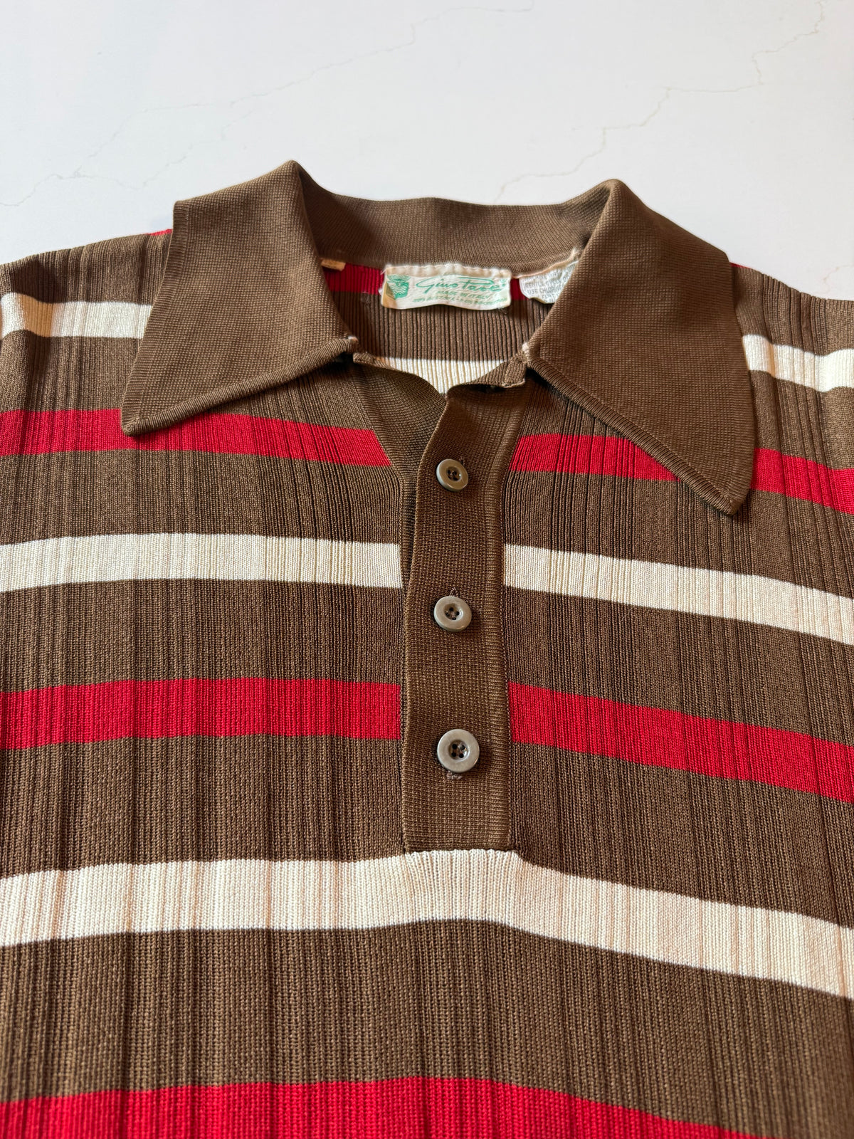 XL Vintage 60s Striped Short Sleeve Polo shirt