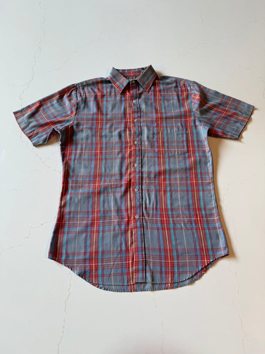 Vintage M Men's Short Sleeve Weekender Plaid Plaid Button Up Shirt