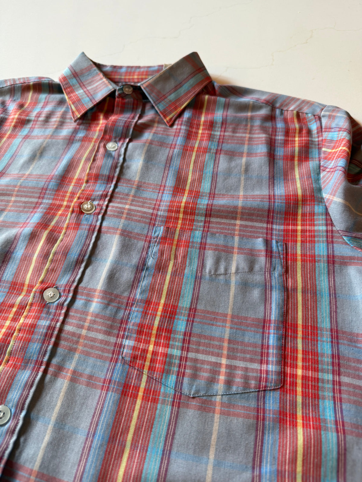 Vintage M Men's Short Sleeve Weekender Plaid Plaid Button Up Shirt