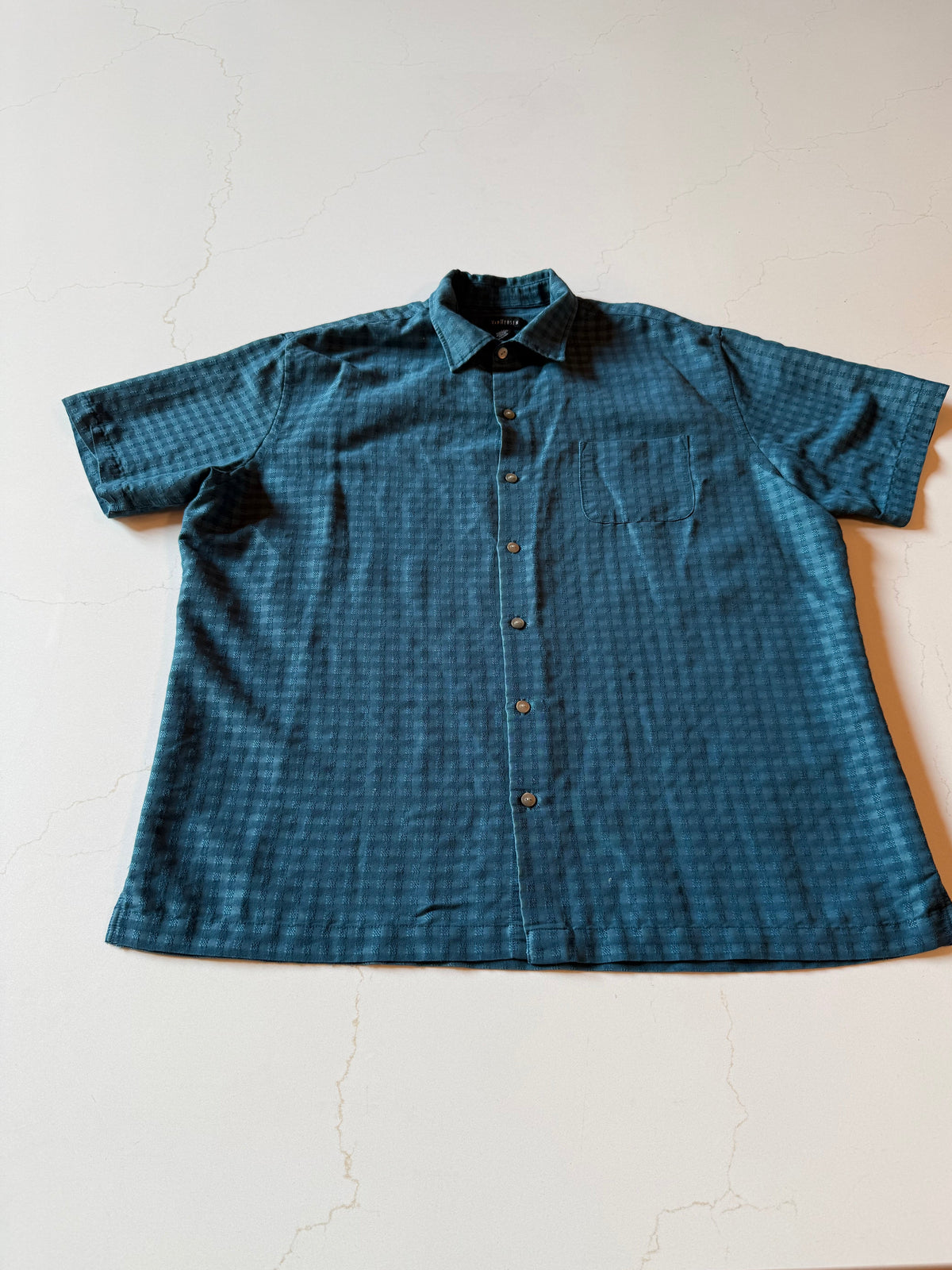 Vintage XL Men's Short Sleeve Gingham Check Button Up Shirt