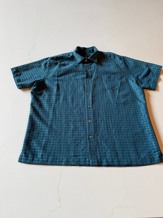 Vintage XL Men's Short Sleeve Gingham Check Button Up Shirt