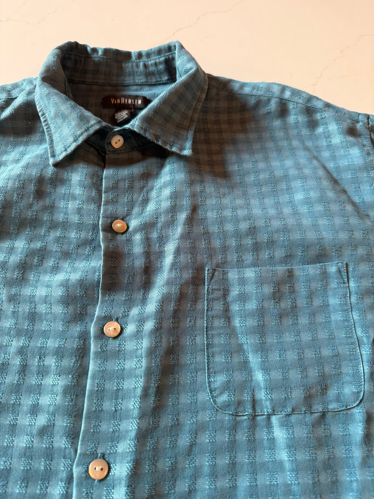 Vintage XL Men's Short Sleeve Gingham Check Button Up Shirt