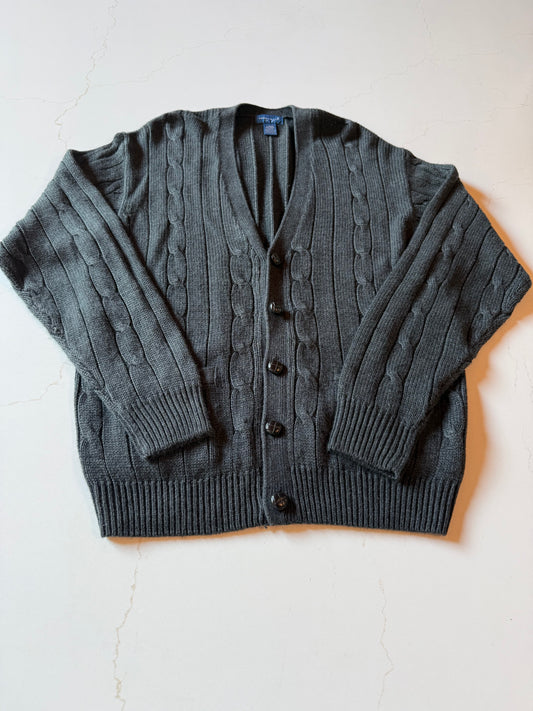 Vintage L Long Sleeve Gray Cardigan Sweater from the 80s