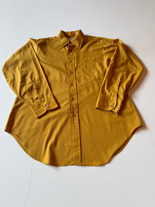 Vintage L Long Sleeve Yellow Button Up Shirt from the 70s