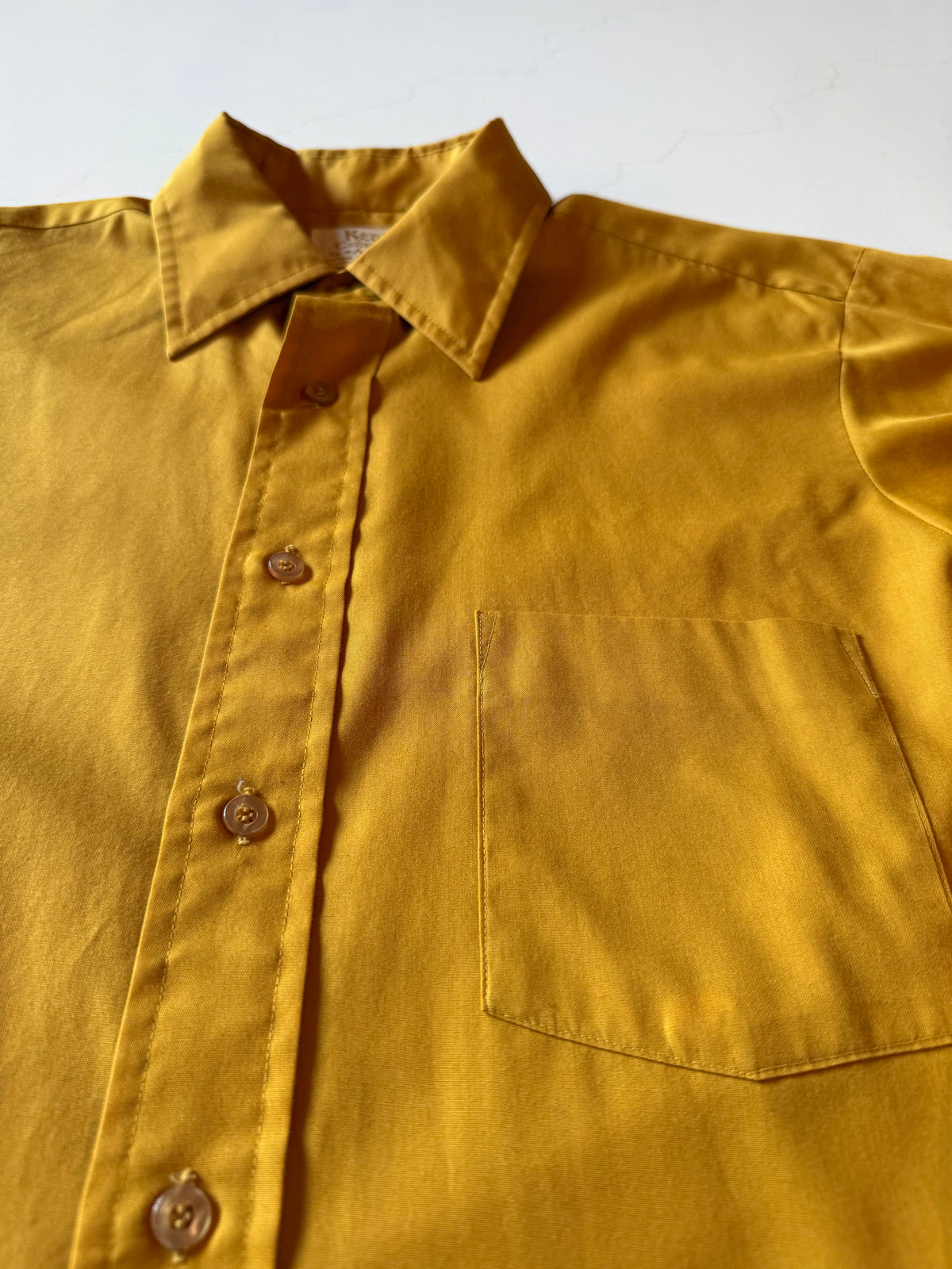 Vintage L Long Sleeve Yellow Button Up Shirt from the 70s