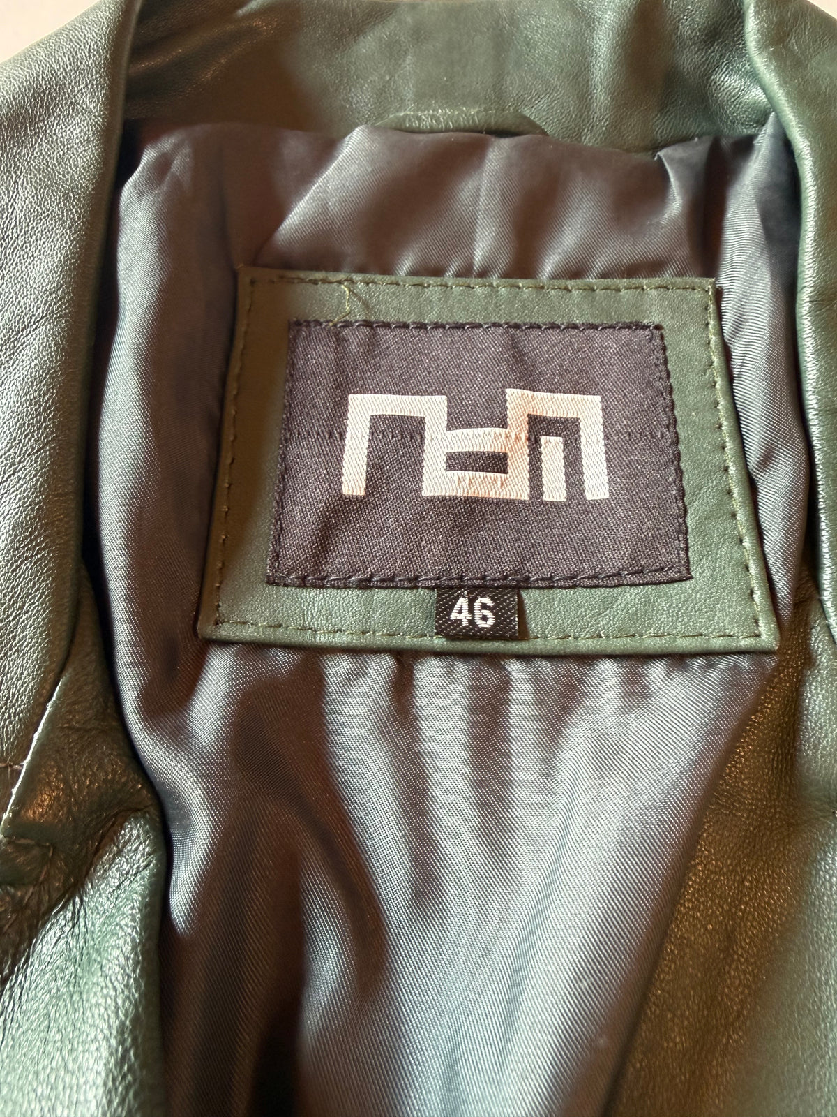 Vintage XS Olive Green Genuine Leather Biker Jacket