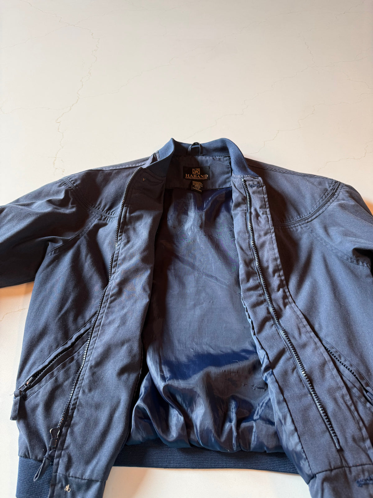 S Vintage 90s Blue Haband Bomber Jacket