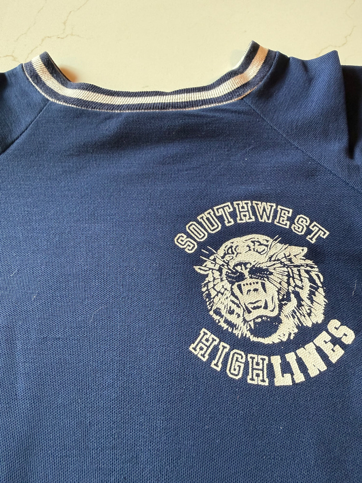 60s M Vintage Navy Southwest Highlines Ringer T-Shirt