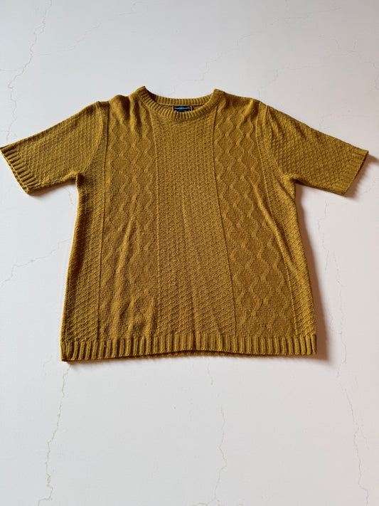 60s M  Mustard Knit Towncraft Plus Men's Vintage Lightweight Sweater