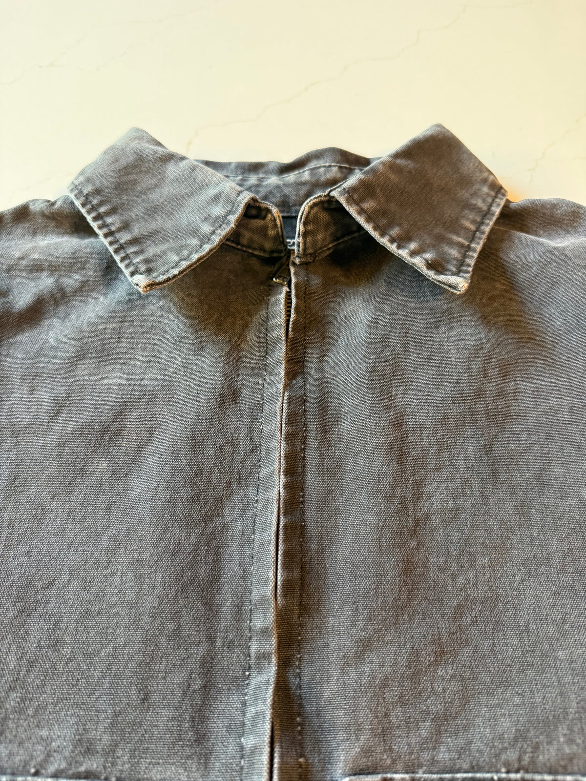 New M Distressed Black Canvas Work Jacket