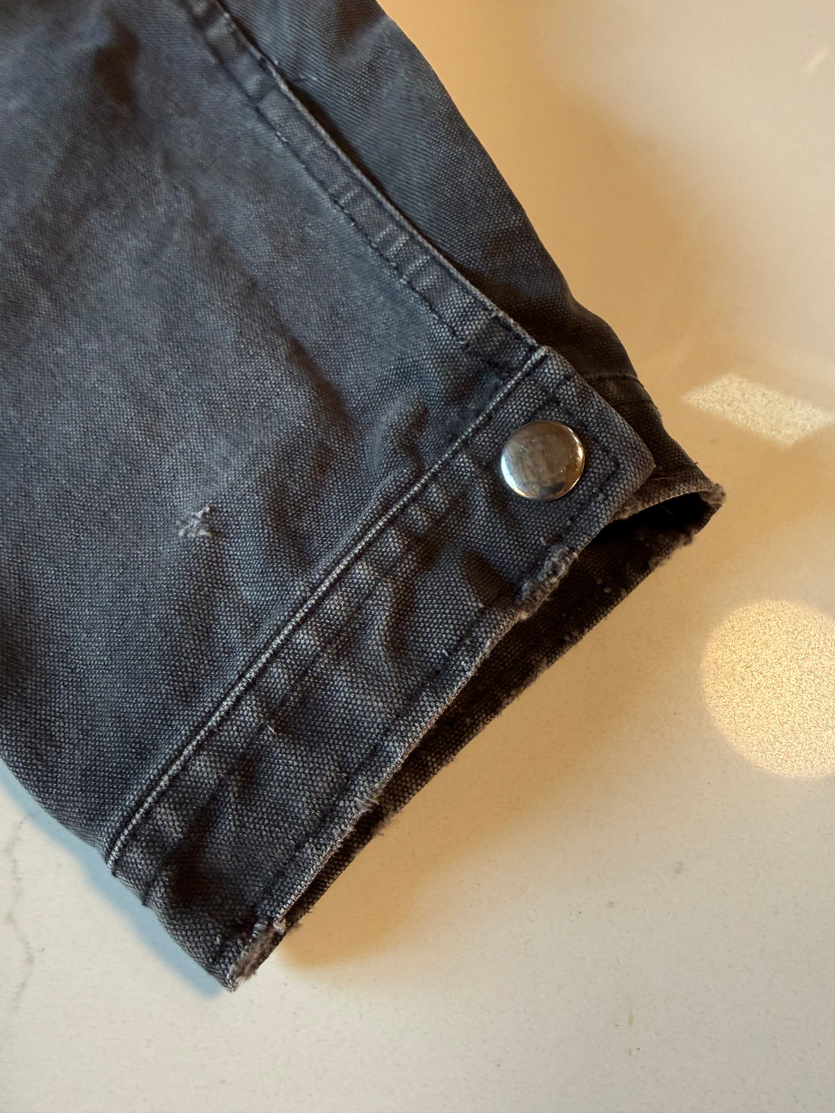 New M Distressed Black Canvas Work Jacket