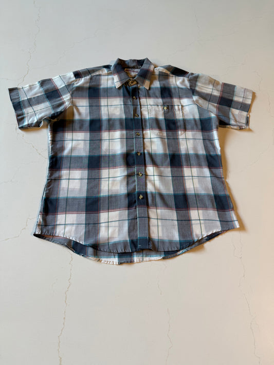 Vintage M Men's Short Sleeve Plaid Button Up Shirt from the 80s